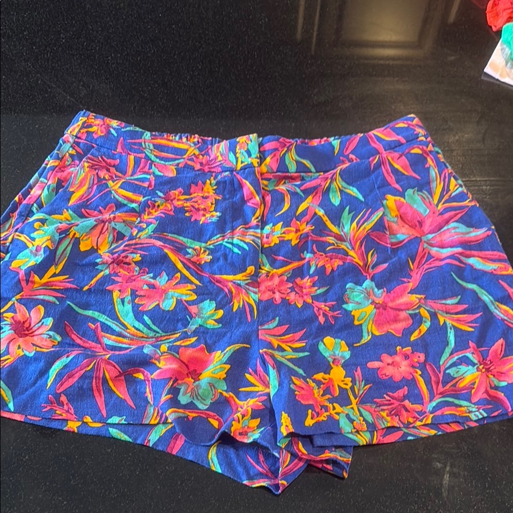 J. Crew Factory High Waist Blue and Pink Swim Shorts